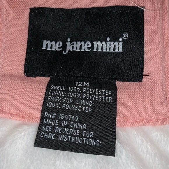 Pink Pea Coat Bow Back with Buttons Fur Lining - Picture 6 of 7